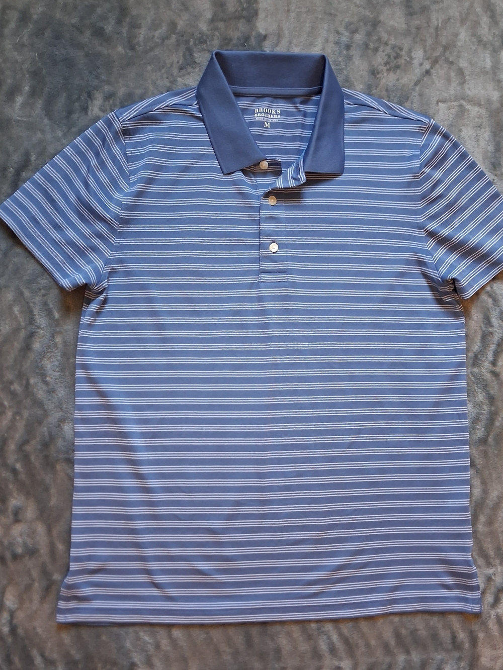 Mens Medium Brooks Brothers Blue and White Striped Polo Shirt